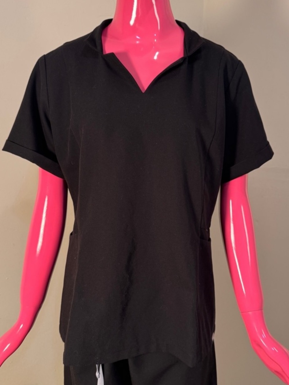 Figs Black Technical Collection V-Neck Top